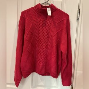 NWT GAP Cozy Dark Pink Cable Knit Sweater